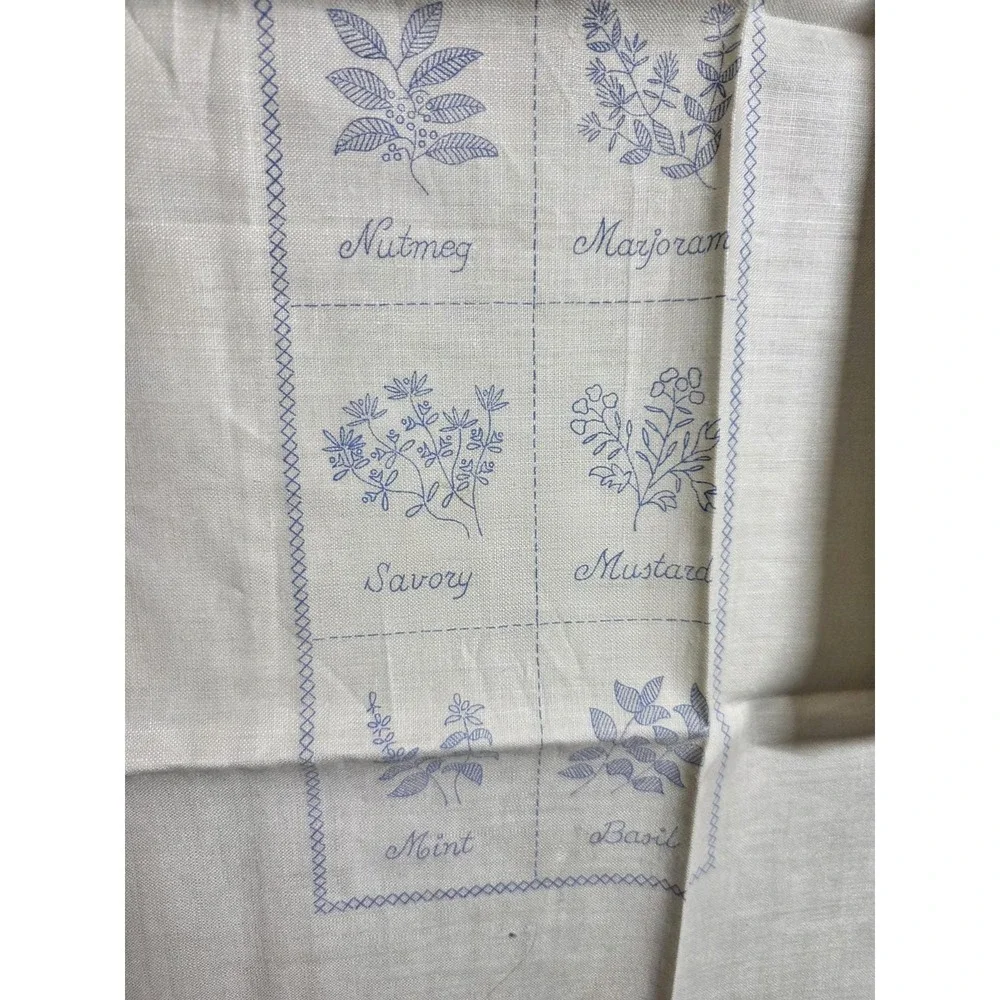 Vintage Paragon Spice Chart Embroidery Kitchen Towels Kit 0352 100% Linen